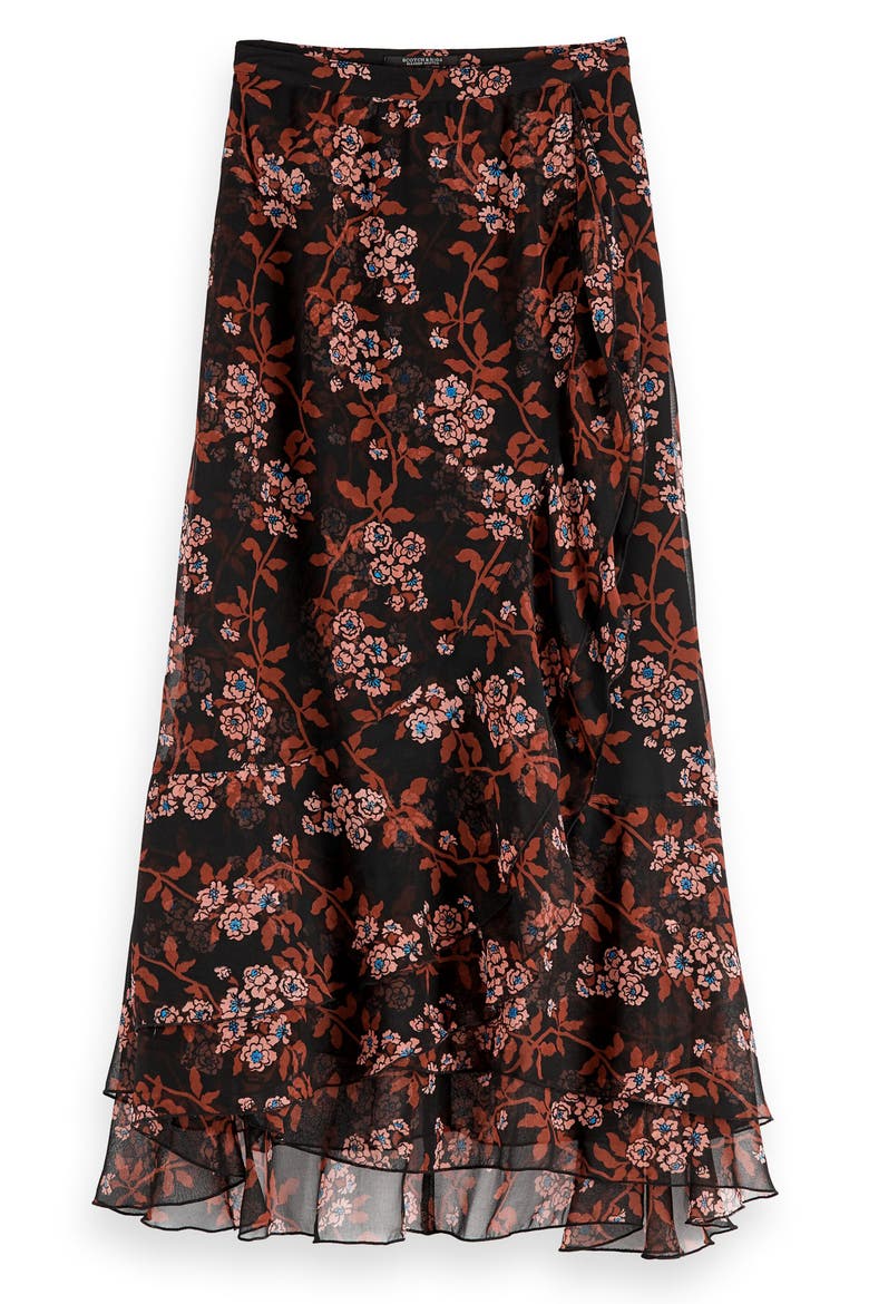 Printed Ruffle Maxi Skirt, Alternate, color, 22-COMBO F