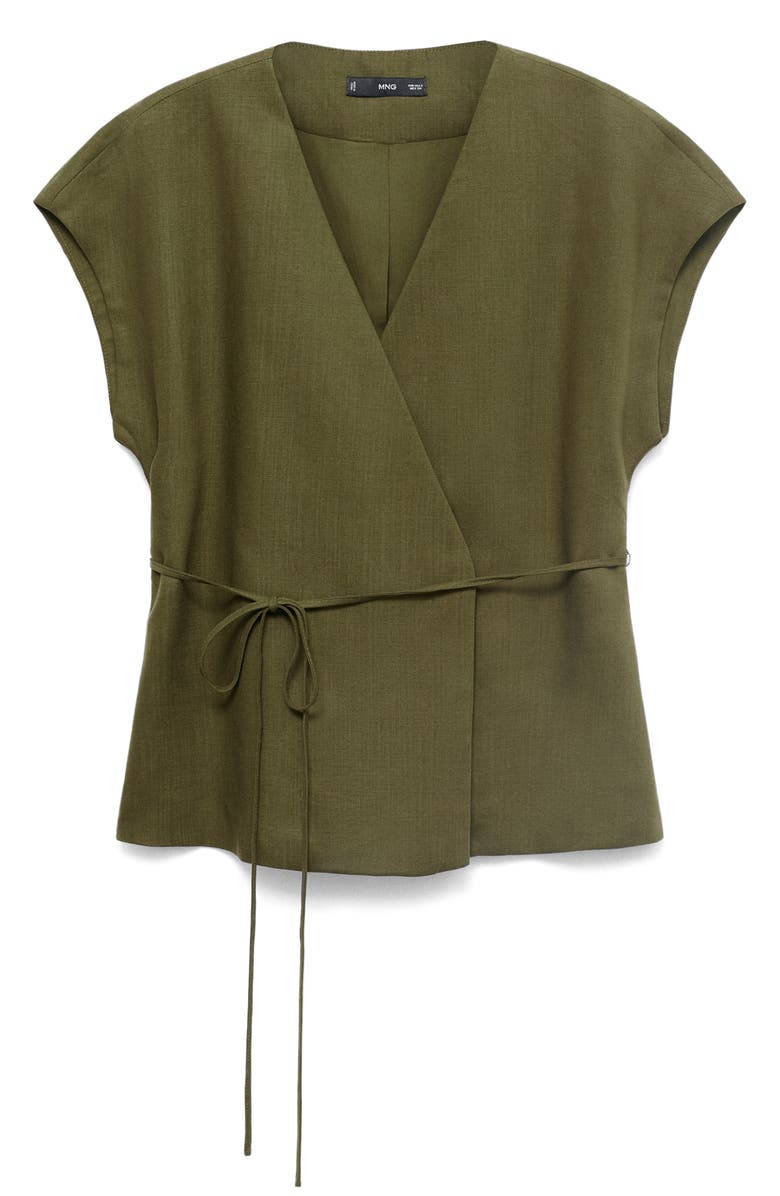 MANGO Wrap Top, Alternate, color, Khaki Green