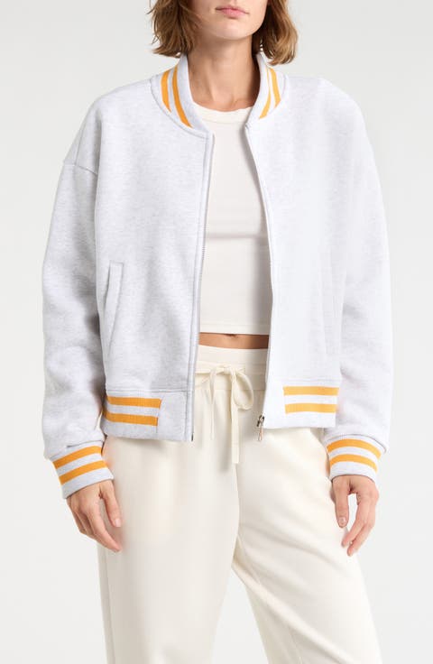 Silicone Varsity Stripe Fleece Zip Jacket