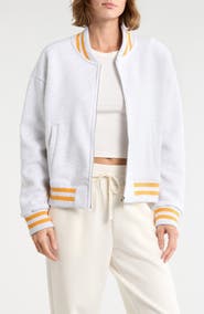 90 DEGREE BY REFLEX Silicone Varsity Stripe Fleece Zip Jacket