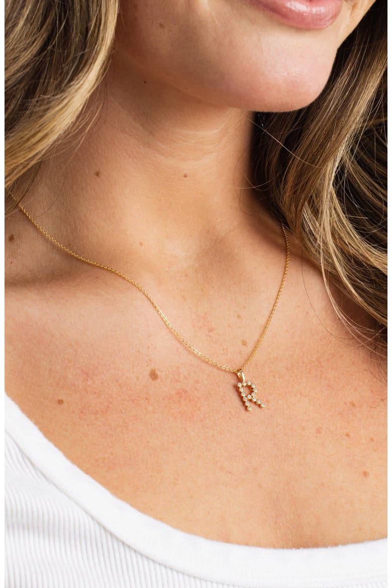 CZ Poppy Initial Necklace, Alternate, color, Gold Vermeil Initial T