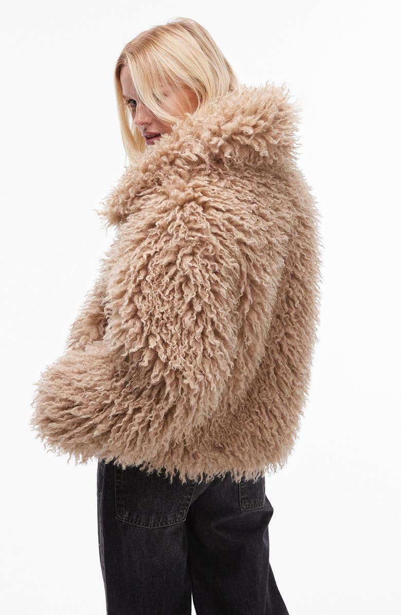 Topshop Faux Fur Jacket, Alternate, color, 