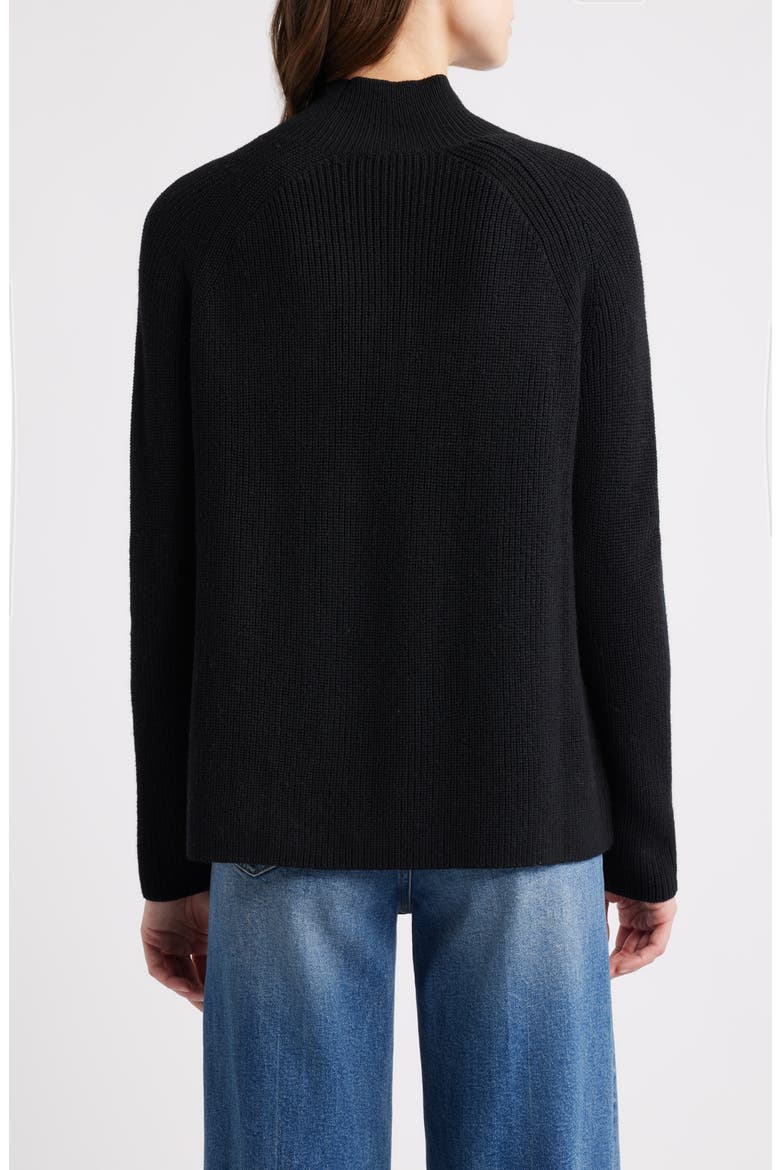 Raglan Sleeve Merino Wool Turtleneck Sweater, Alternate, color, BLACK