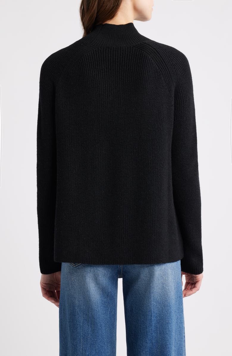 Eileen Fisher Raglan Sleeve Merino Wool Turtleneck Sweater, Alternate, color, Black