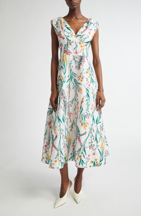 Floral Jacquard Fit & Flare Dress