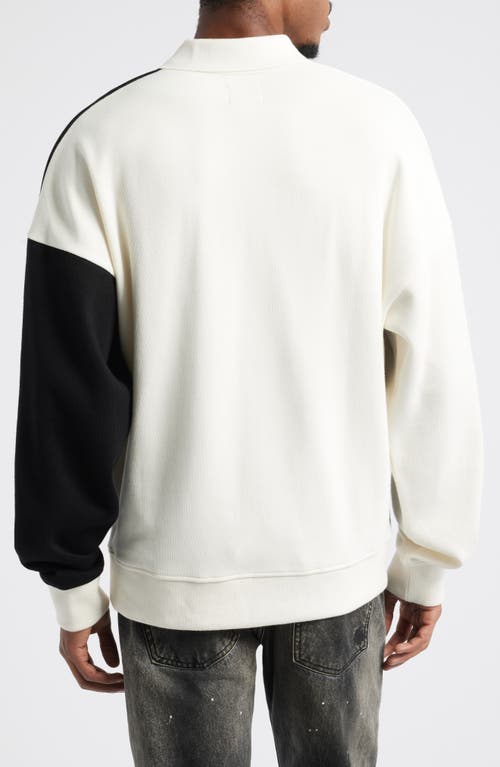 Billionaire Boys Club Mustang Colorblock Cotton Polo Sweatshirt In Whisper White