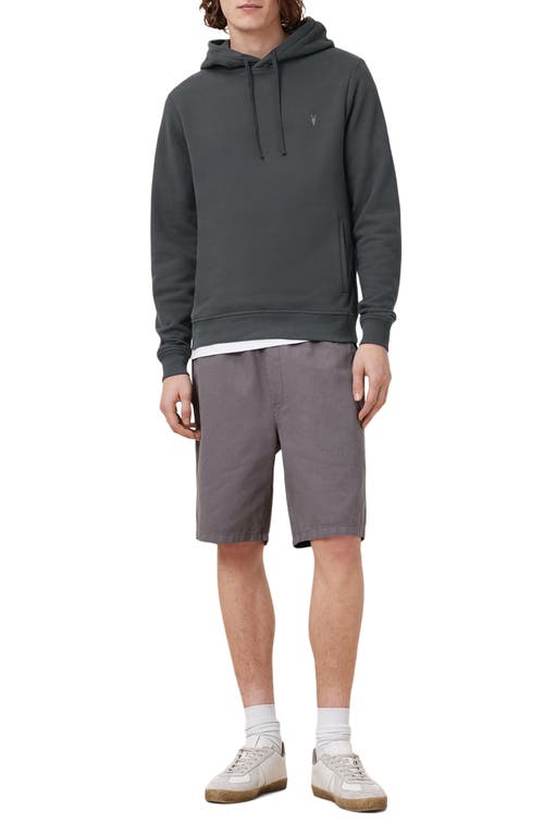 Allsaints Raven Pullover Ramskull Hoodie In Carter Grey