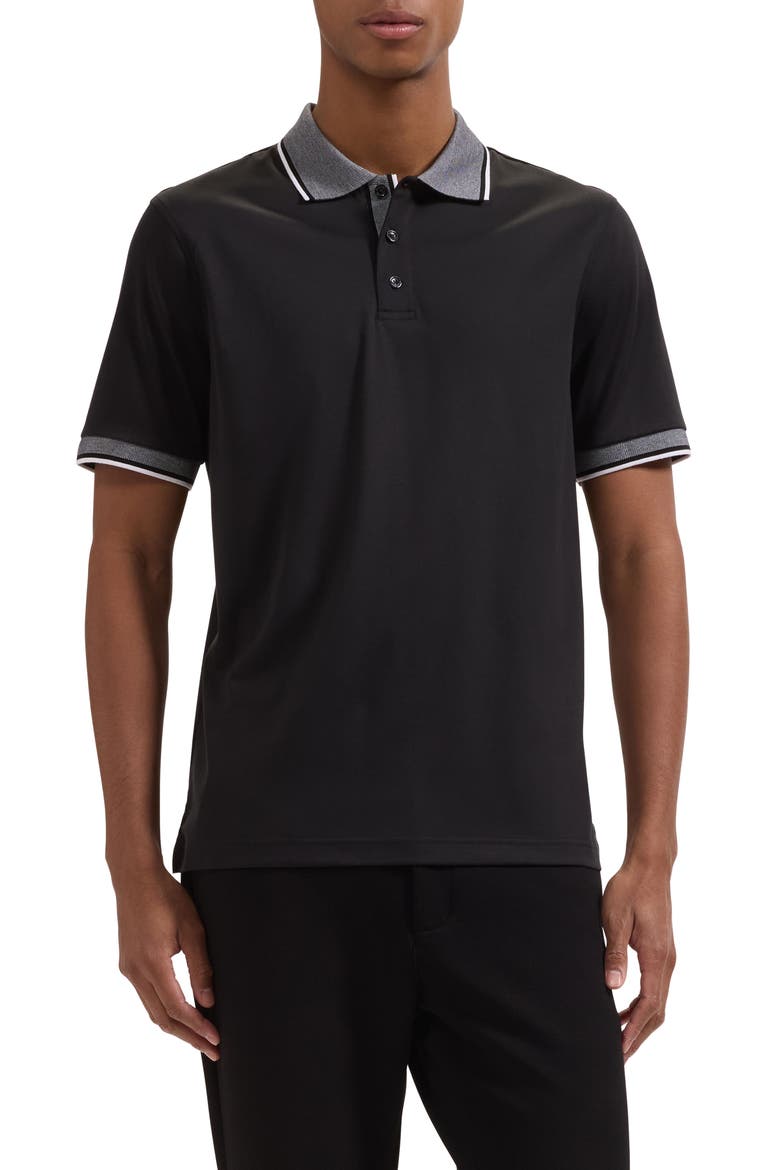 Tipped Pima Cotton Piqué Polo, Main, color, BLACK