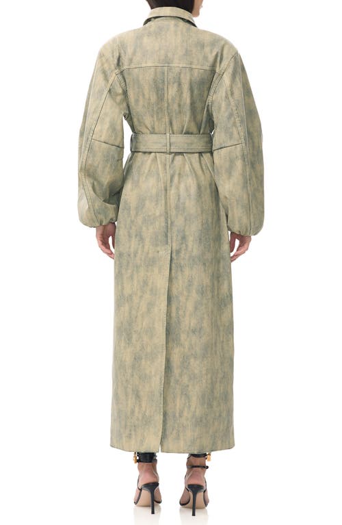 Afrm Carrington Denim Trench Coat In Green
