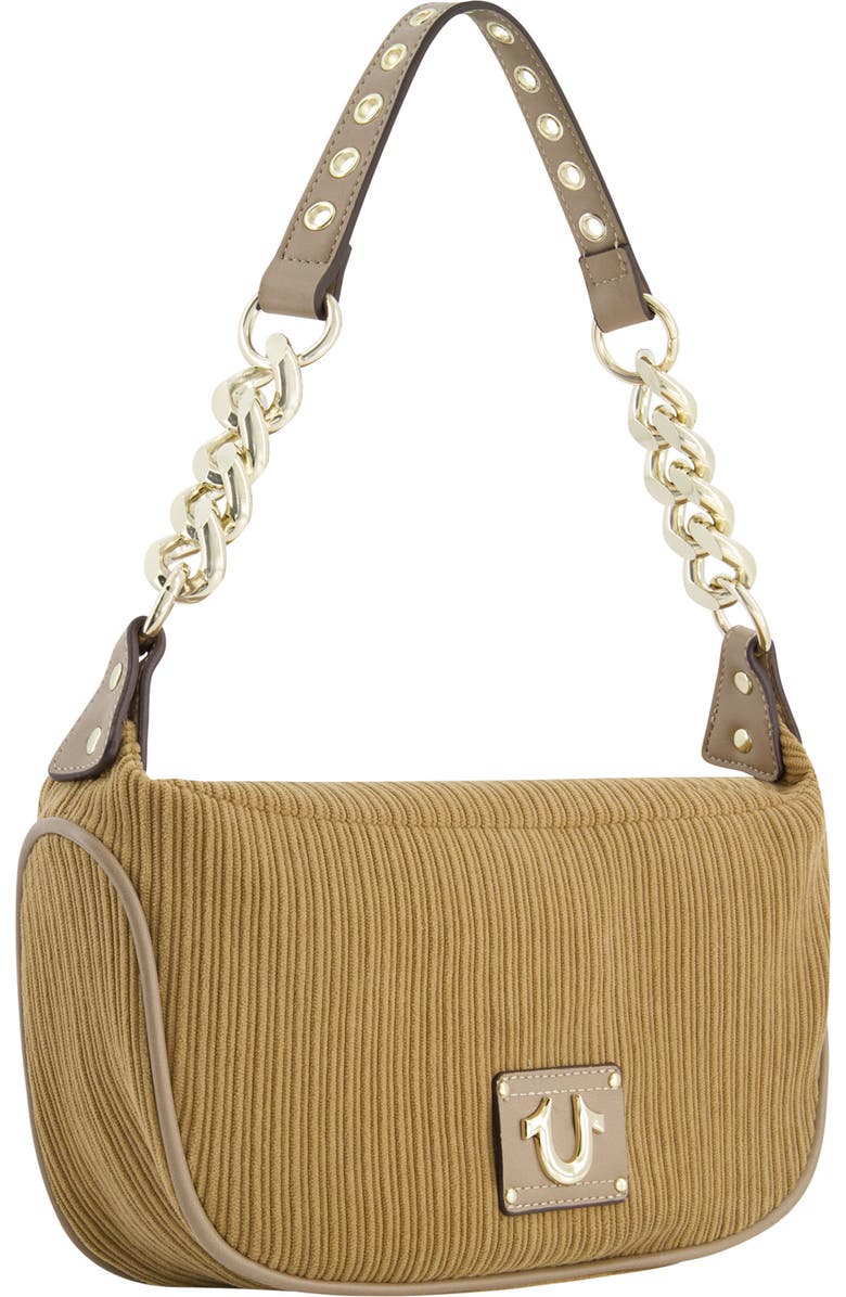 True Religion Brand Jeans Corduroy Chain Shoulder Bag, Alternate, color, Camel