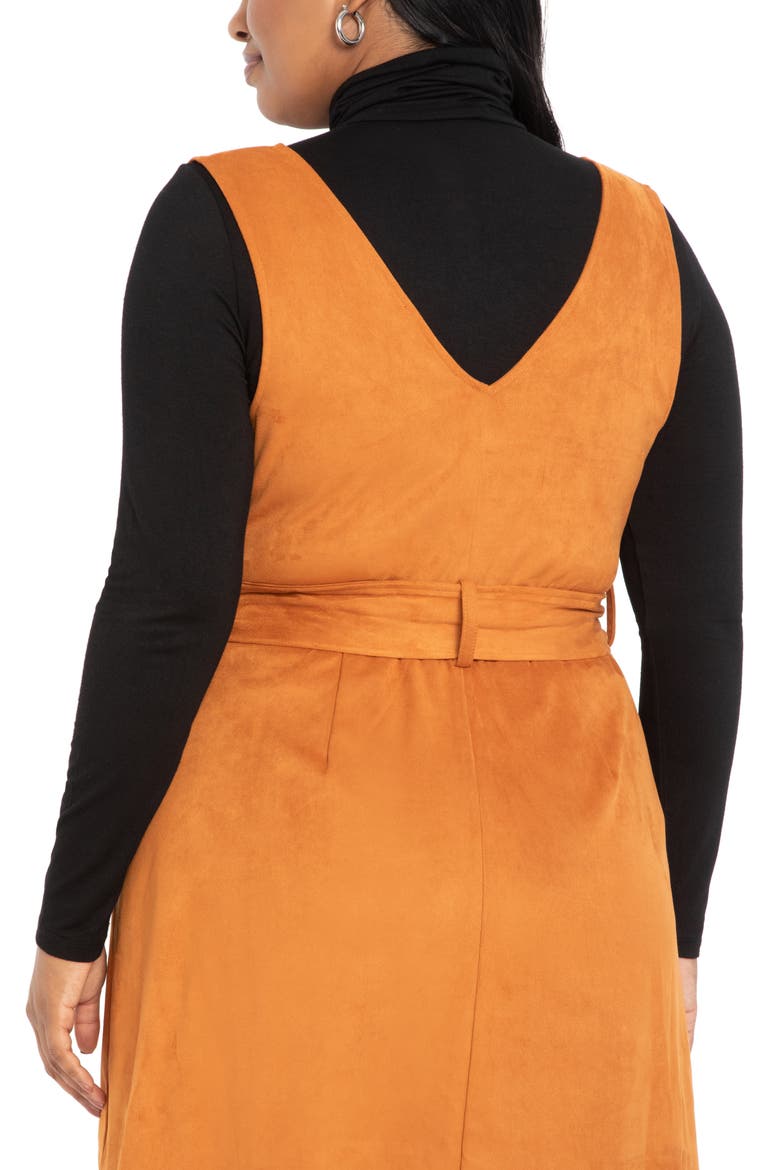 Faux Suede Jumper Dress, Alternate, color, SUGAR ALMOND