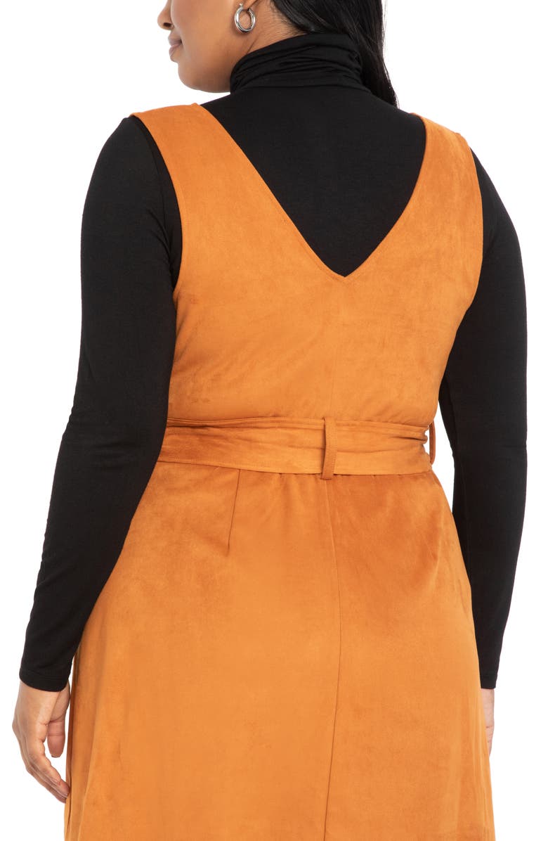 ELOQUII Faux Suede Jumper Dress, Alternate, color, 