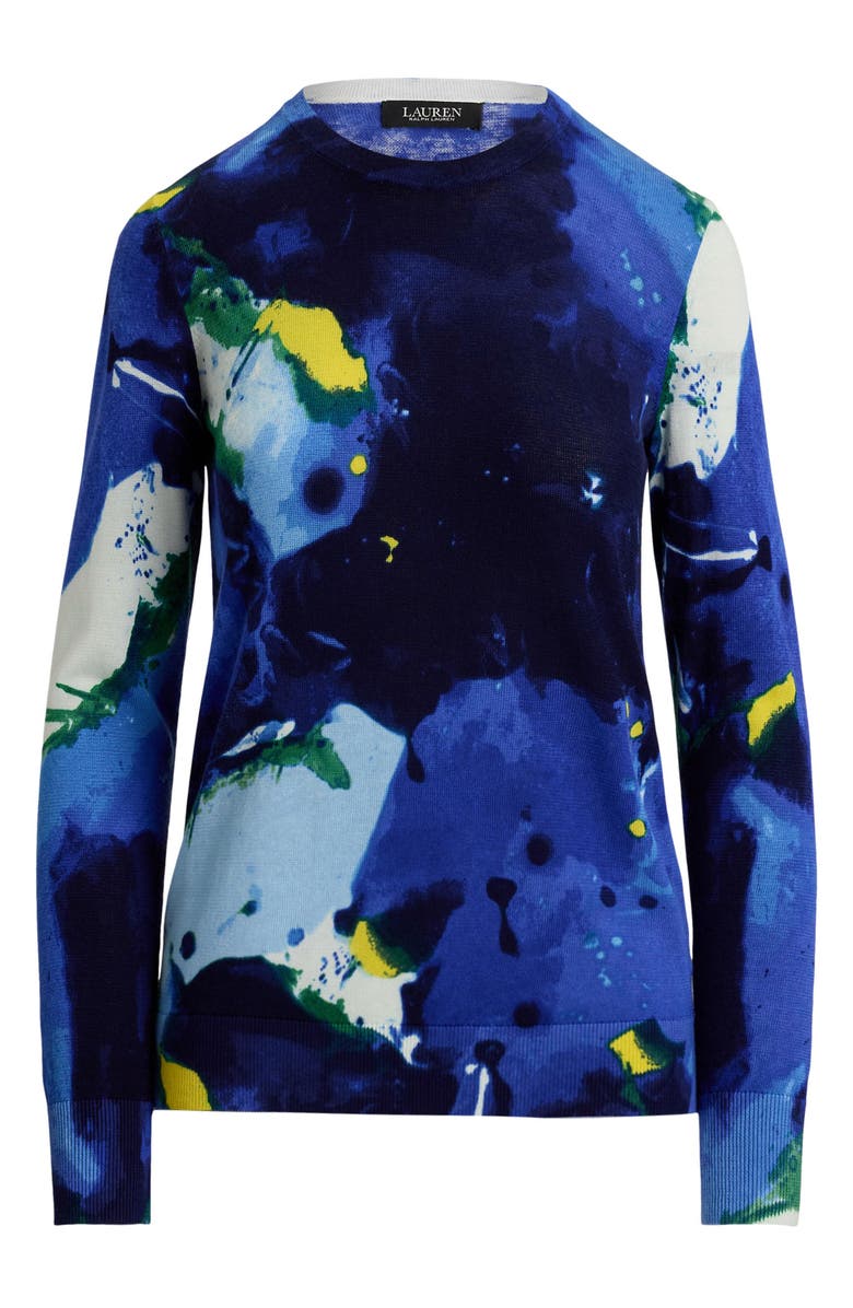 Lauren Ralph Lauren Print Crewneck Sweater, Alternate, color, Blue/ Multi