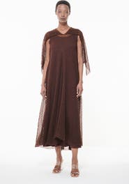 Leem Textured Open Knit Cape Dress
