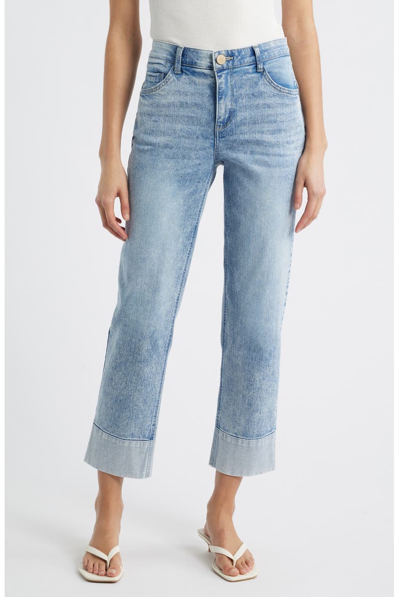 High Waist Cuff Hem Jeans, Main, color, LIGHT BLUE ARTISANAL