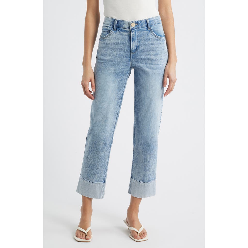Wit & Wisdom High Waist Cuff Hem Jeans in Light Blue Artisanal at Nordstrom, Size 16