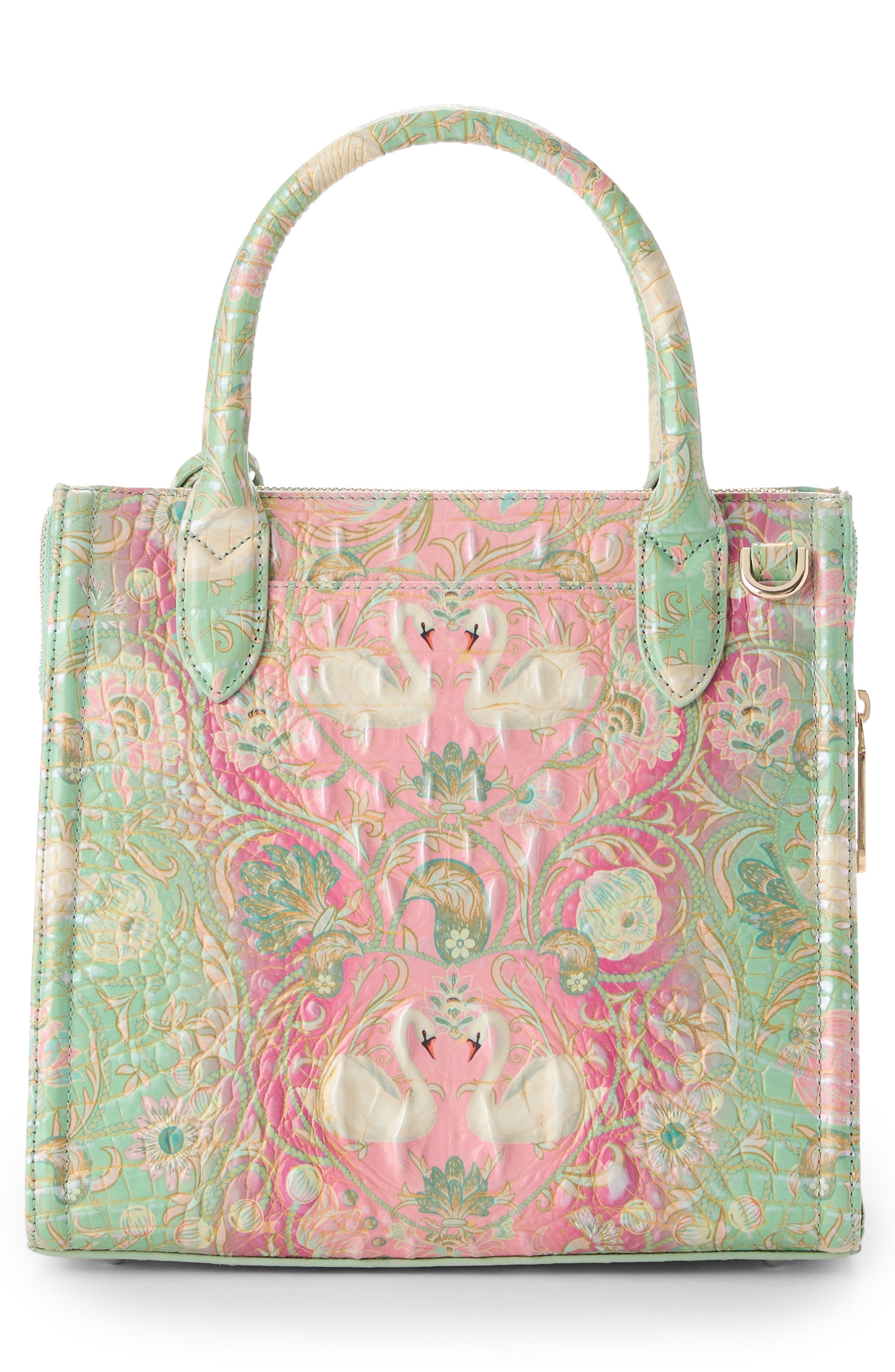 Brahmin Small Caroline Croc Embossed Leather Satchel, Alternate, color, Odette Ombre Melbourne