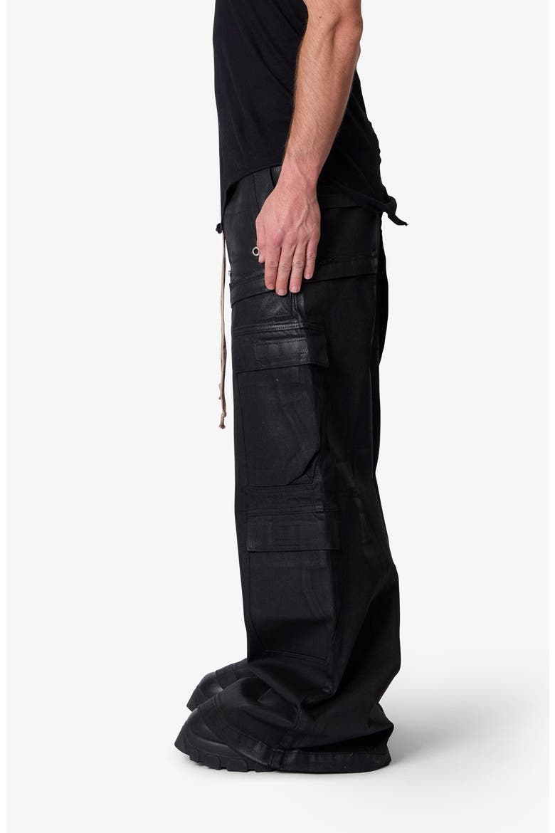 Rave Waxed Oversize Cargo Pocket Pants, Alternate, color, BLACK