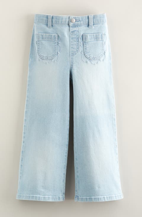 Kids' Embroidered Scallop Wide-Leg Jeans (Toddler, Little Kid & Big Kid)