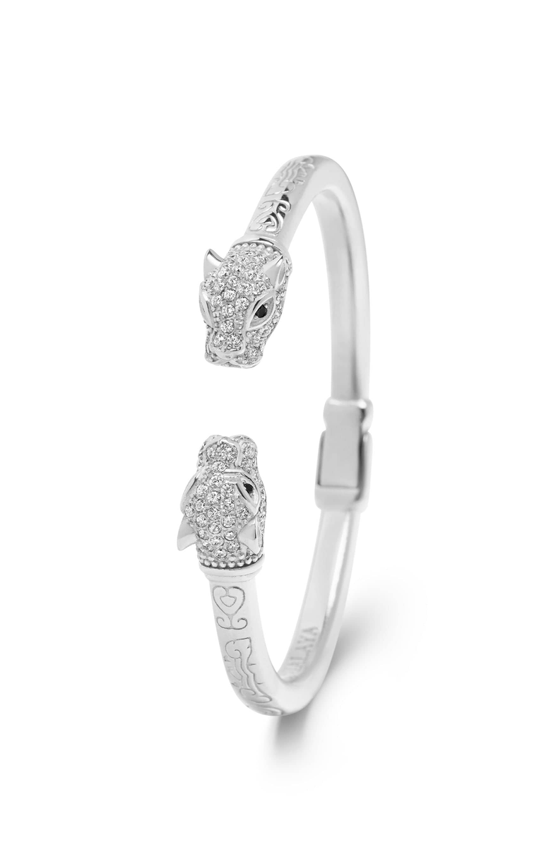 Nialaya Panther Bangle, Main, color, Silver