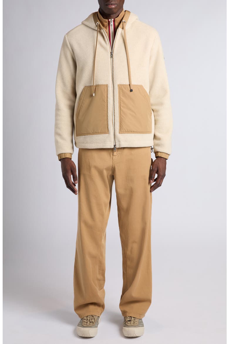 Mixed Media Zip Hoodie, Alternate, color, GOLDEN SAND