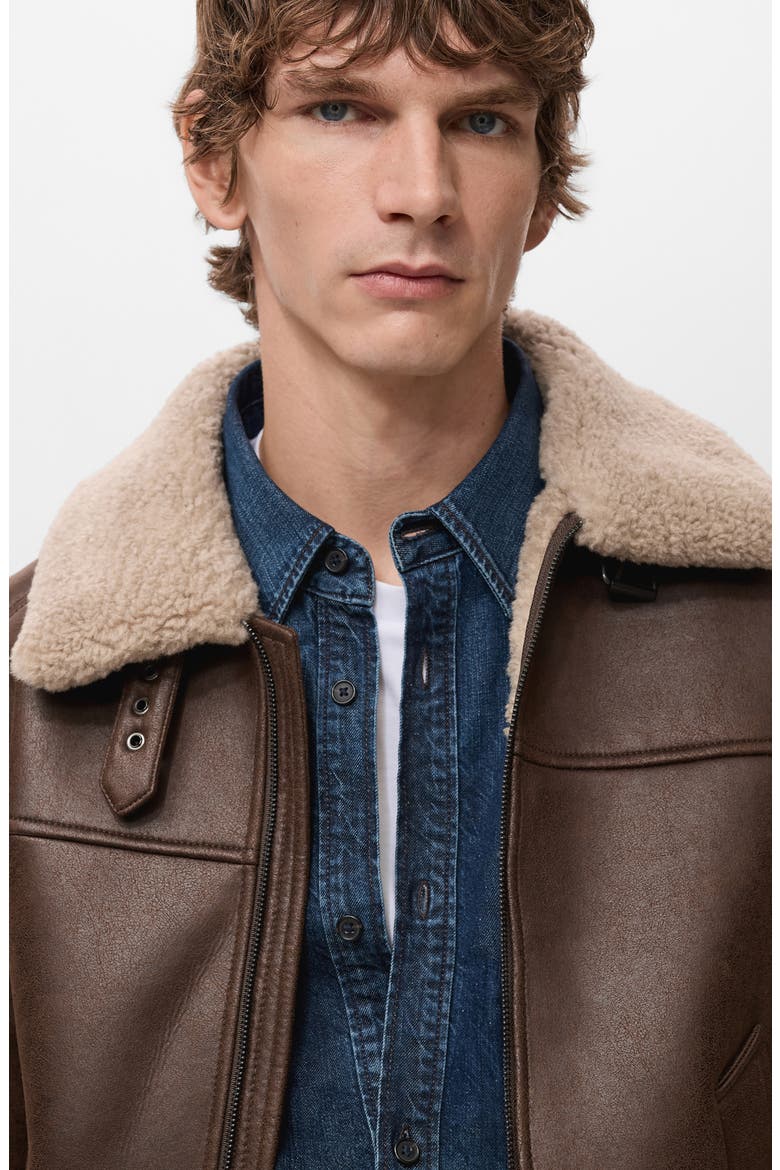 Faux Shearling Jacket, Alternate, color, TOBACCO BROWN