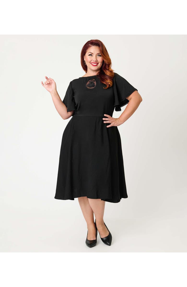 Unique Vintage Plus Size 1930s Swing Dress, Main, color, Black Solid