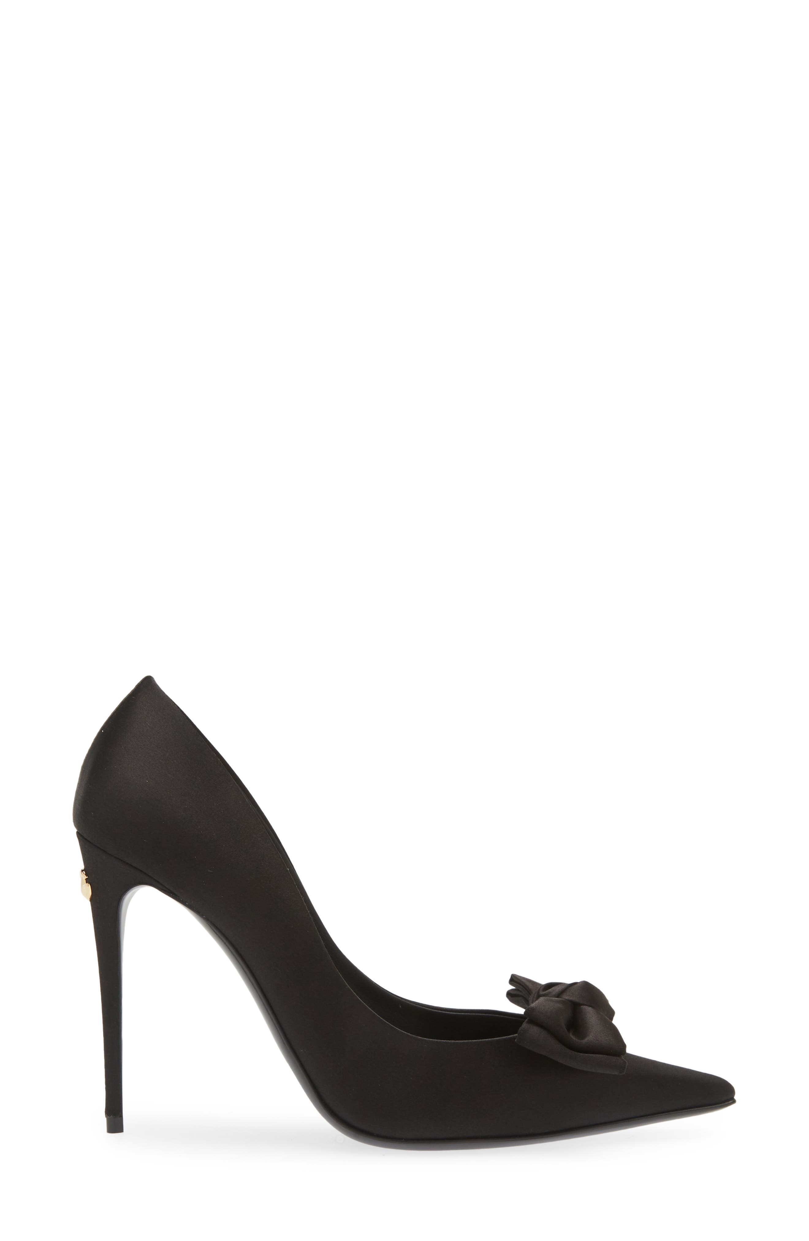 Dolce&Gabbana Mun Bow Satin Pump, Alternate, color, Nero/ Nero