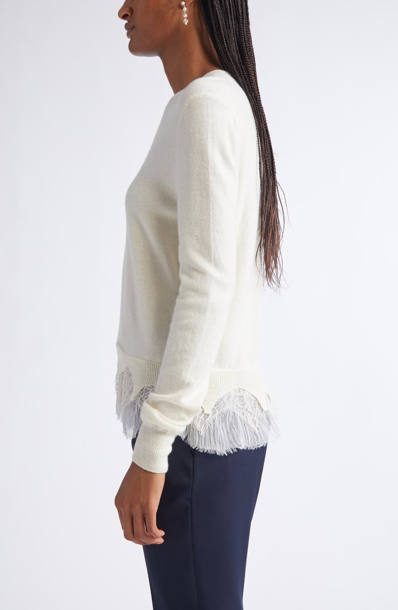 McQueen Cobweb Lace Wool & Cashmere Sweater, Alternate, color, Ivory/ Ivory