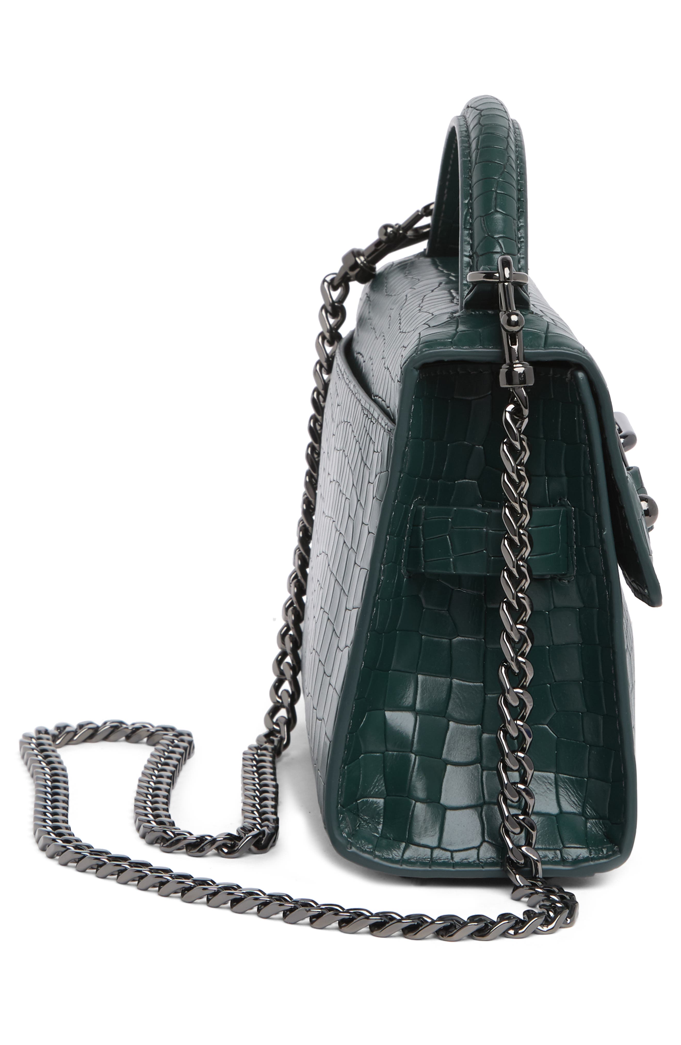 Rebecca Minkoff Lou Croc Embossed Top-Handle Bag, Alternate, color, 