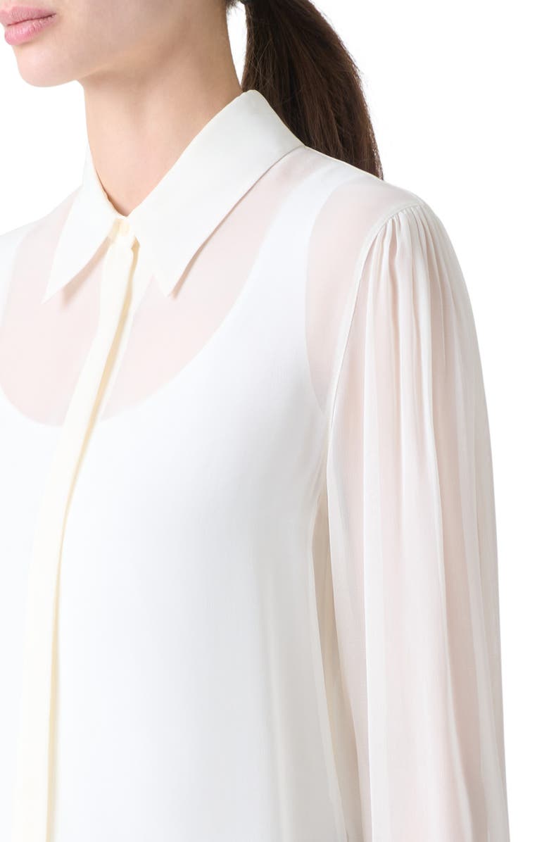 Akris punto Boho Georgette Button-Up Shirt, Alternate, color, Cream