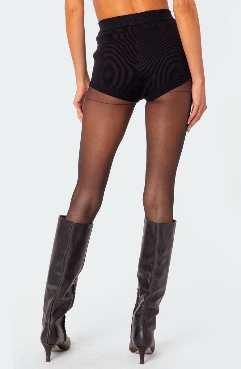 EDIKTED Marcus Rib Micro Shorts, Alternate, color, Black