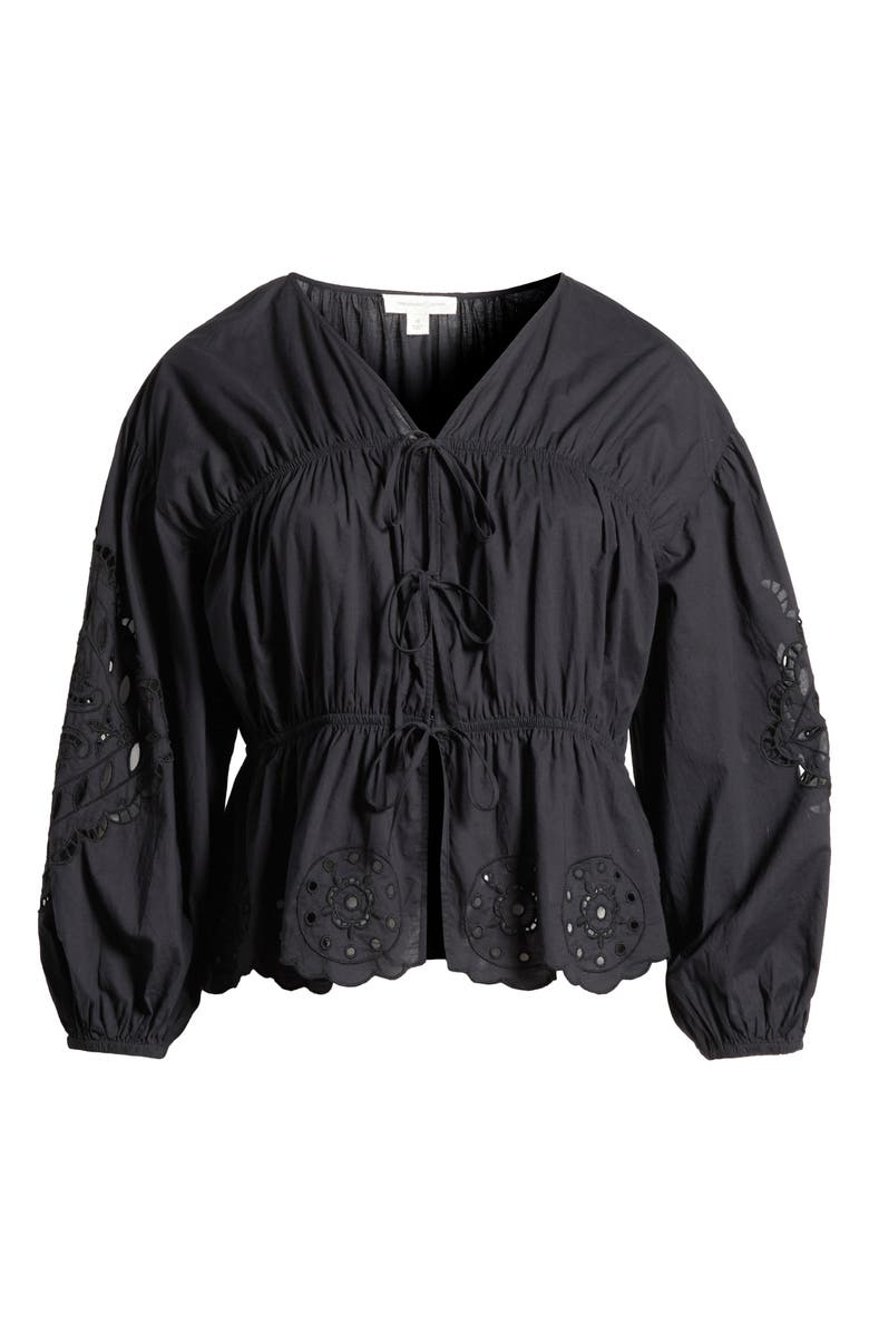 Treasure & Bond Long Sleeve Cotton Eyelet Top, Alternate, color, Black