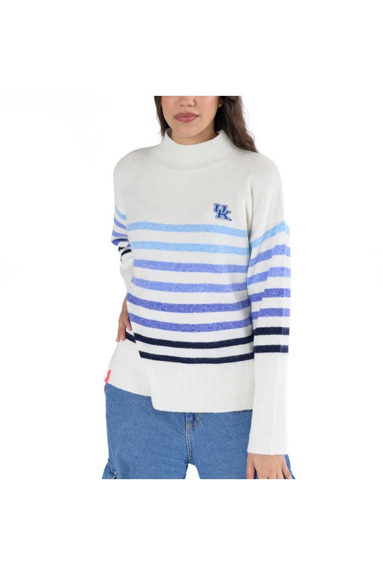 Women's Lusso  White Kentucky Wildcats Simone Striple Mock Neck Oversized Pullover Sweater, Alternate, color, White