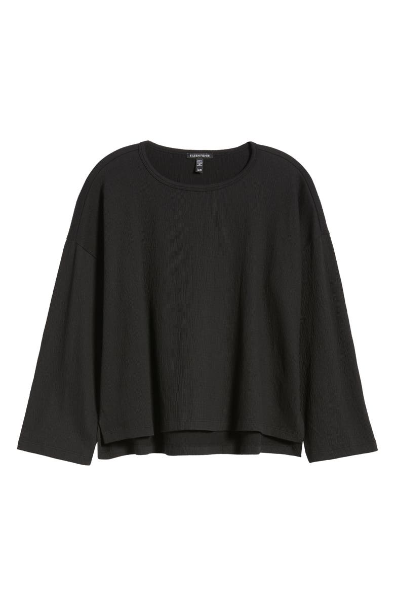 Eileen Fisher Bracelet Sleeve Top, Alternate, color, Black