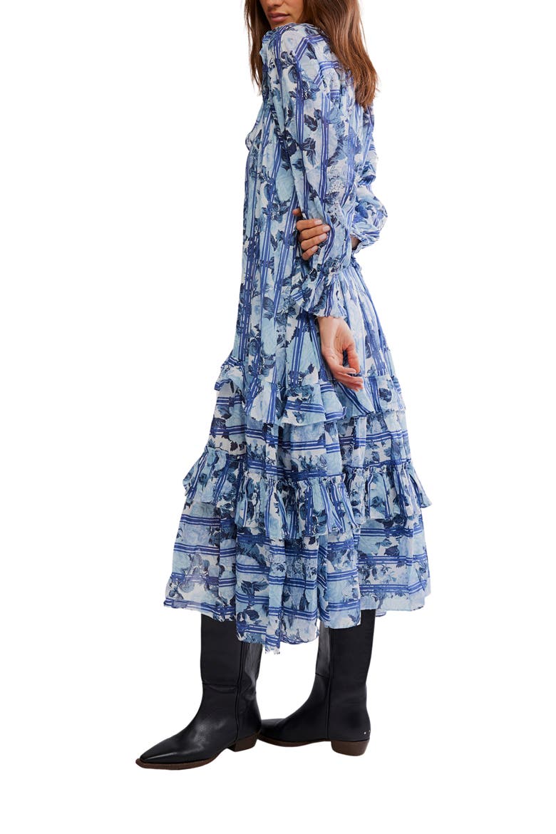 Garden Wonders Long Sleeve Cotton Maxi Dress, Alternate, color, BLUE COMBO