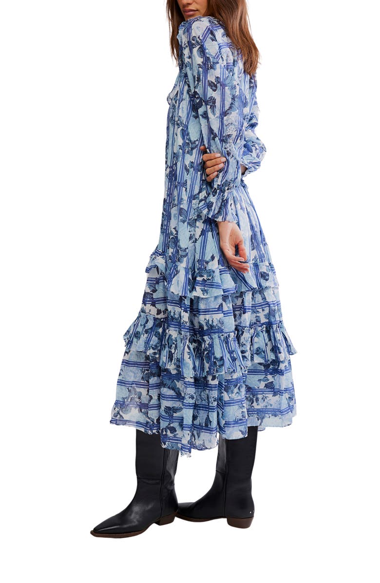 Free People Garden Wonders Long Sleeve Cotton Maxi Dress, Alternate, color, Blue Combo