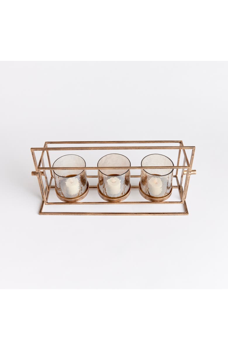 Napa Home & Garden Wesley 3-Candle Hurricane, Alternate, color, Gold