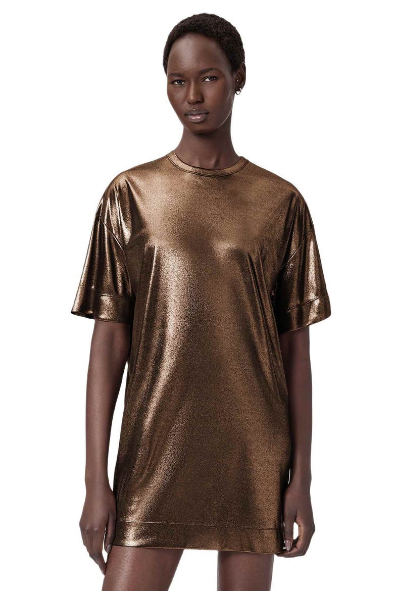 Sparkle T-Shirt Minidress, Alternate, color, BRONZE