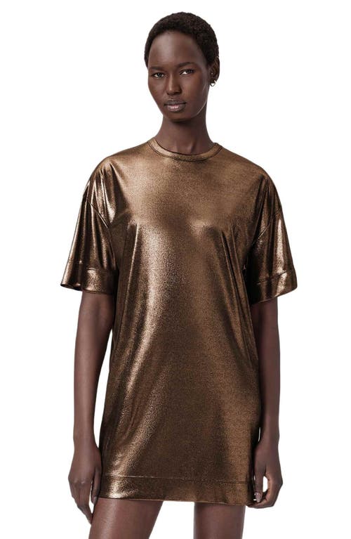 Allsaints Sparkle Mini T-shirt Dress In Brown