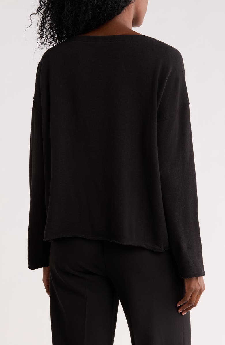Eileen Fisher Boxy Boat Neck Organic Cotton Top, Alternate, color, Black