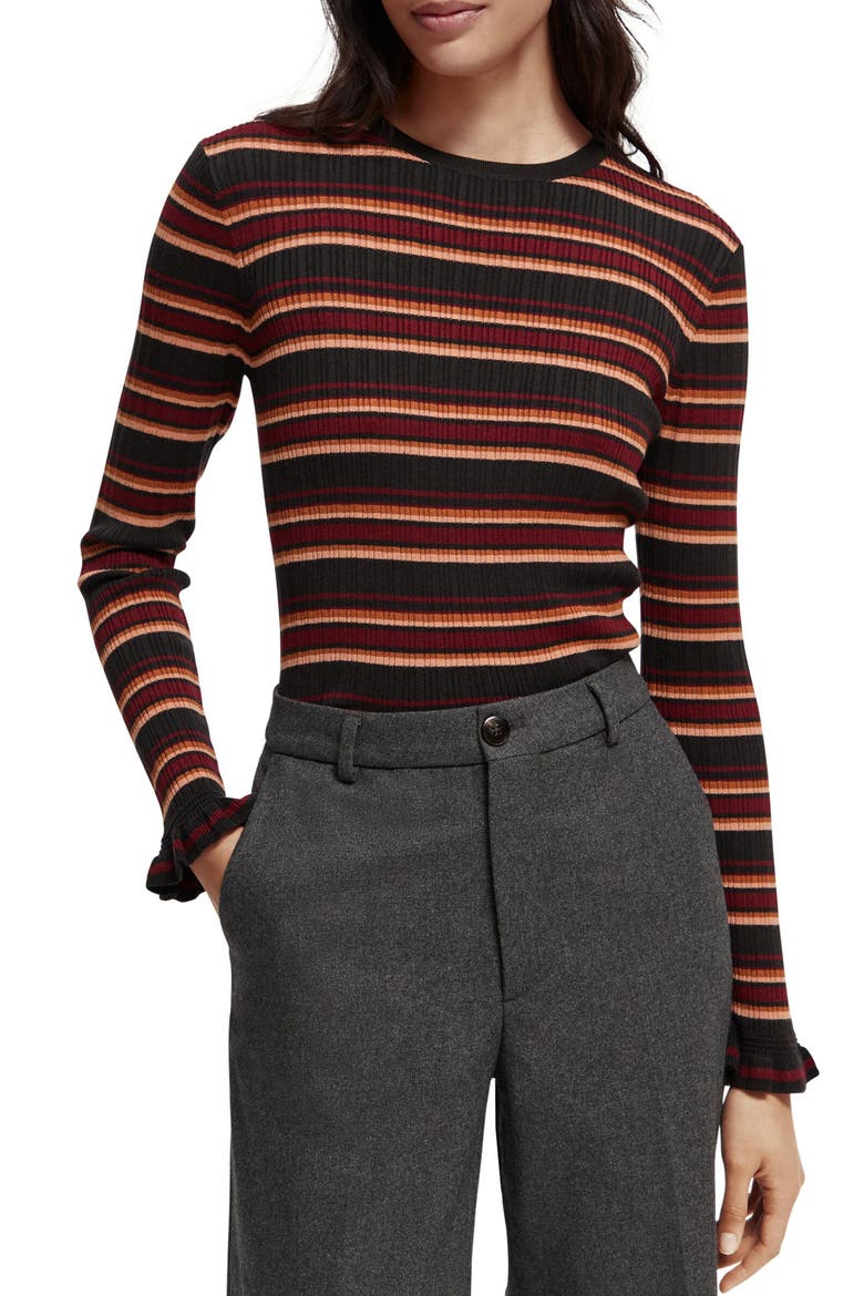 Stripe Ribbed Sweater, Main, color, 5122-BLACK SKY