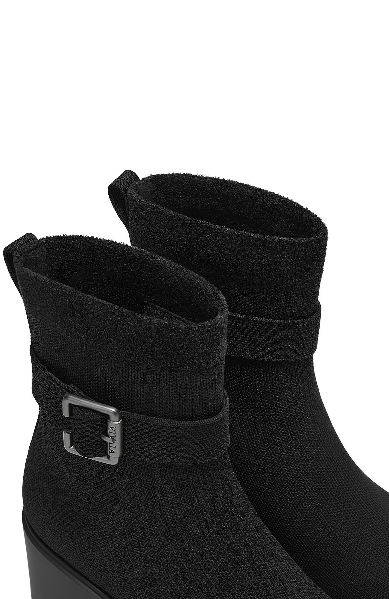 VIVAIA Square-Toe Water-Repellent Heeled Boots, Alternate, color, Black