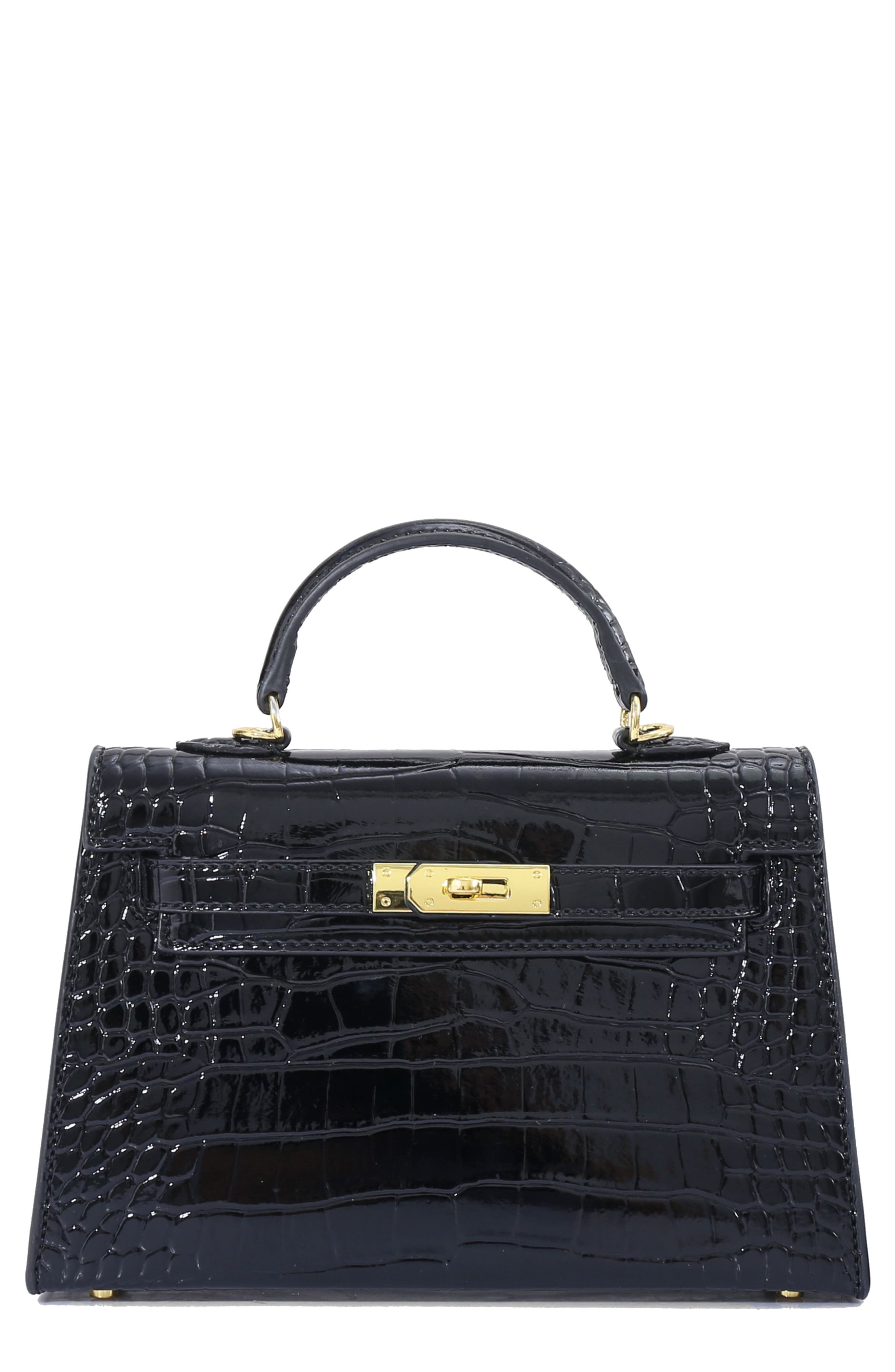 Croc Embossed Faux Leather Mini Handle Bag
