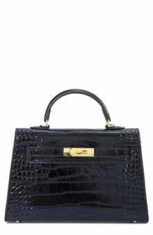 Croc Embossed Faux Leather Mini Handle Bag