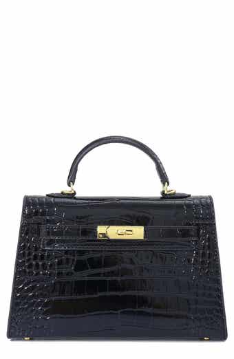 Croc Embossed Faux Leather Mini Handle Bag