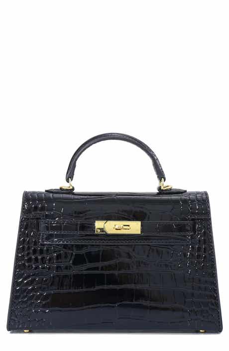 Croc Embossed Faux Leather Mini Handle Bag