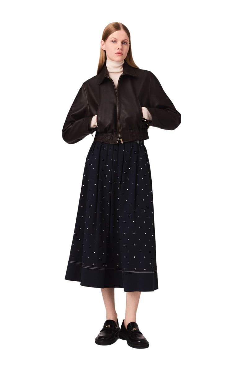 maje Vintage leather cropped jacket, Alternate, color, 