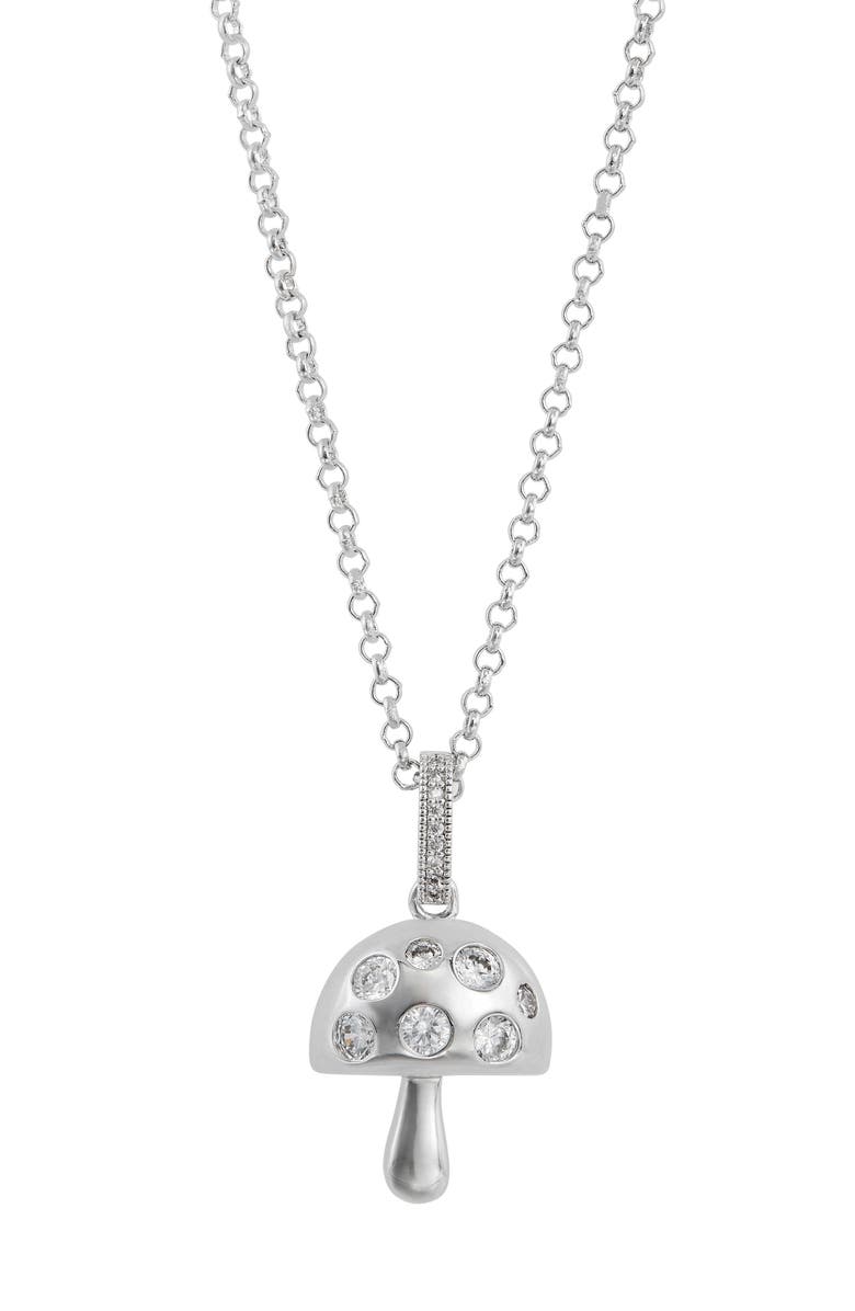 SAVVY CIE JEWELS Modern Mushroom Pendant Necklace, Main, color, White