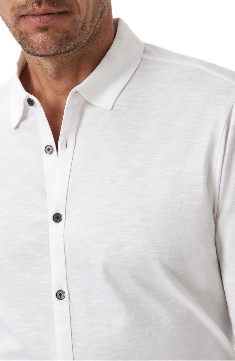 John Varvatos Gareth Organic Cotton Knit Button-Up Shirt, Alternate, color, White